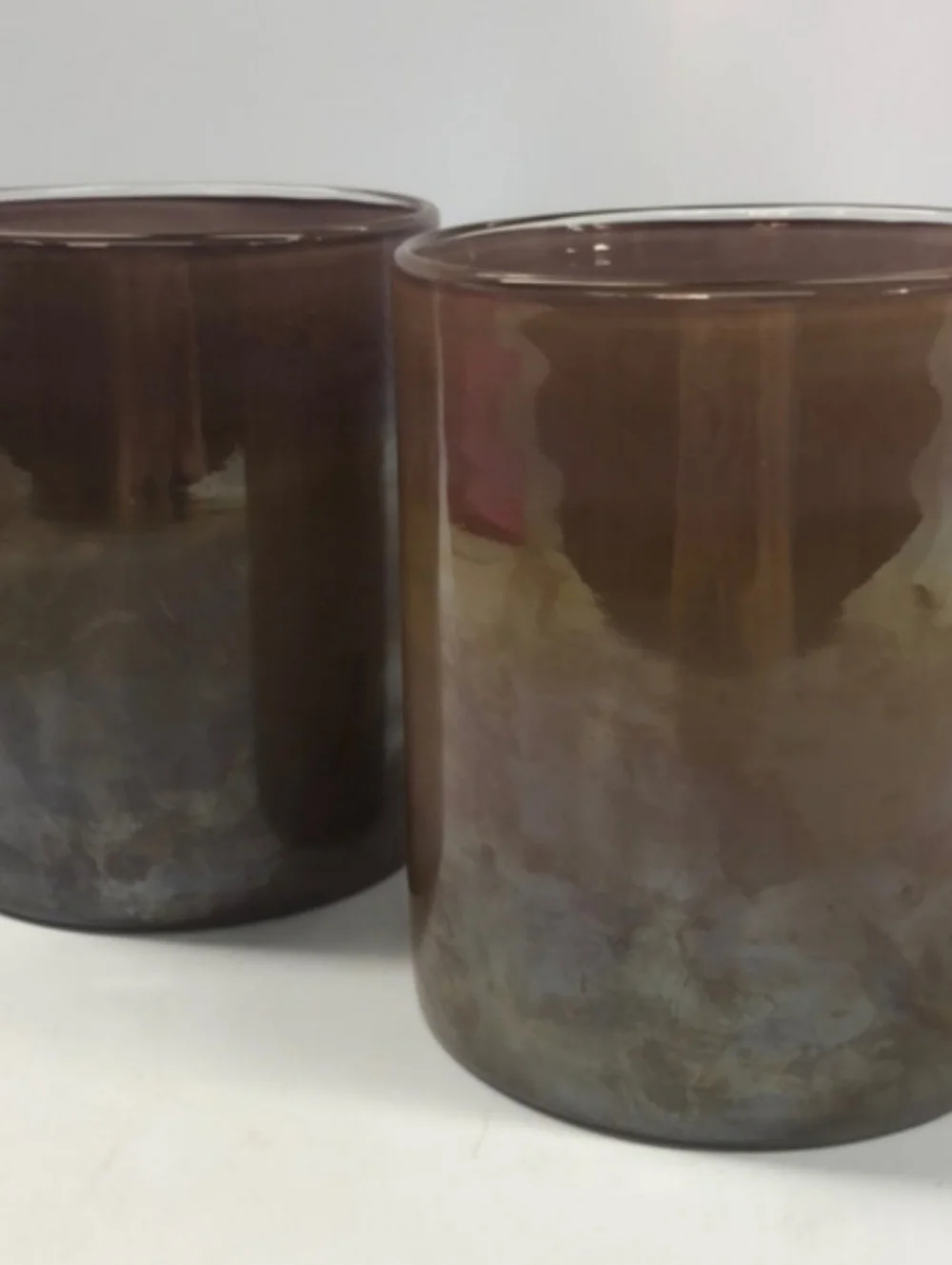 Big Opalhouse Lavender Rose Glass Pillar Candle Holder Large Purple Jar Vase